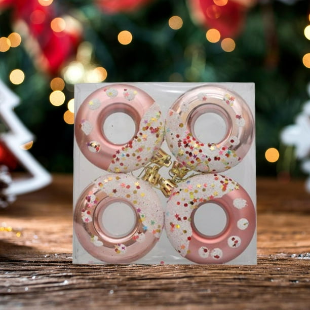 DAHI 8 Adornos Navideños De Dona Roja - Colgantes De Caramelo Para Árbol De Navidad - Decoración Festiva Para Fiestas Y Vacaciones