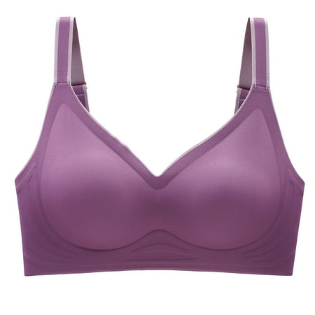 Padded Bralettes for Women Push up No Underwire Bra Feature V-Neck Balconette Bra Style W-926 Hook and Eye Closure Full-Coverage Underwire Bra Purple S