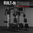 thumbnail image 5 of Mikolo Smith Machine with Aluminum Pulley, 2200 lbs Power Rack Cage with Cable Crossover, Weight Bar, 360° Landmine, Barbell Holders and Other Attachments, Total Body Strength Training Cage, 5 of 12