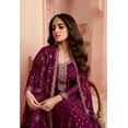 thumbnail image 6 of Pakistani Designer Shalwar Kameez Suits Party Wear Indian Trouser Pant Outfits ( Wine, XXL - 46 ), 6 of 7