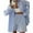 Blue, variant on LYMAYTER Women's Fashion 2-Piece Set Long Sleeve Button Shirt & Shorts Casual Striped Outfit S-XL