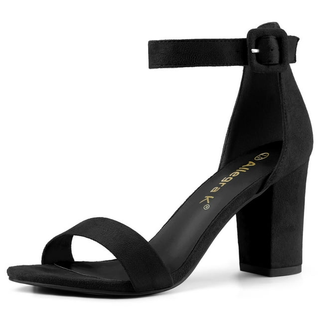 BLISSFUL STEP Women's Chunky High Heel Ankle Strap Sandals