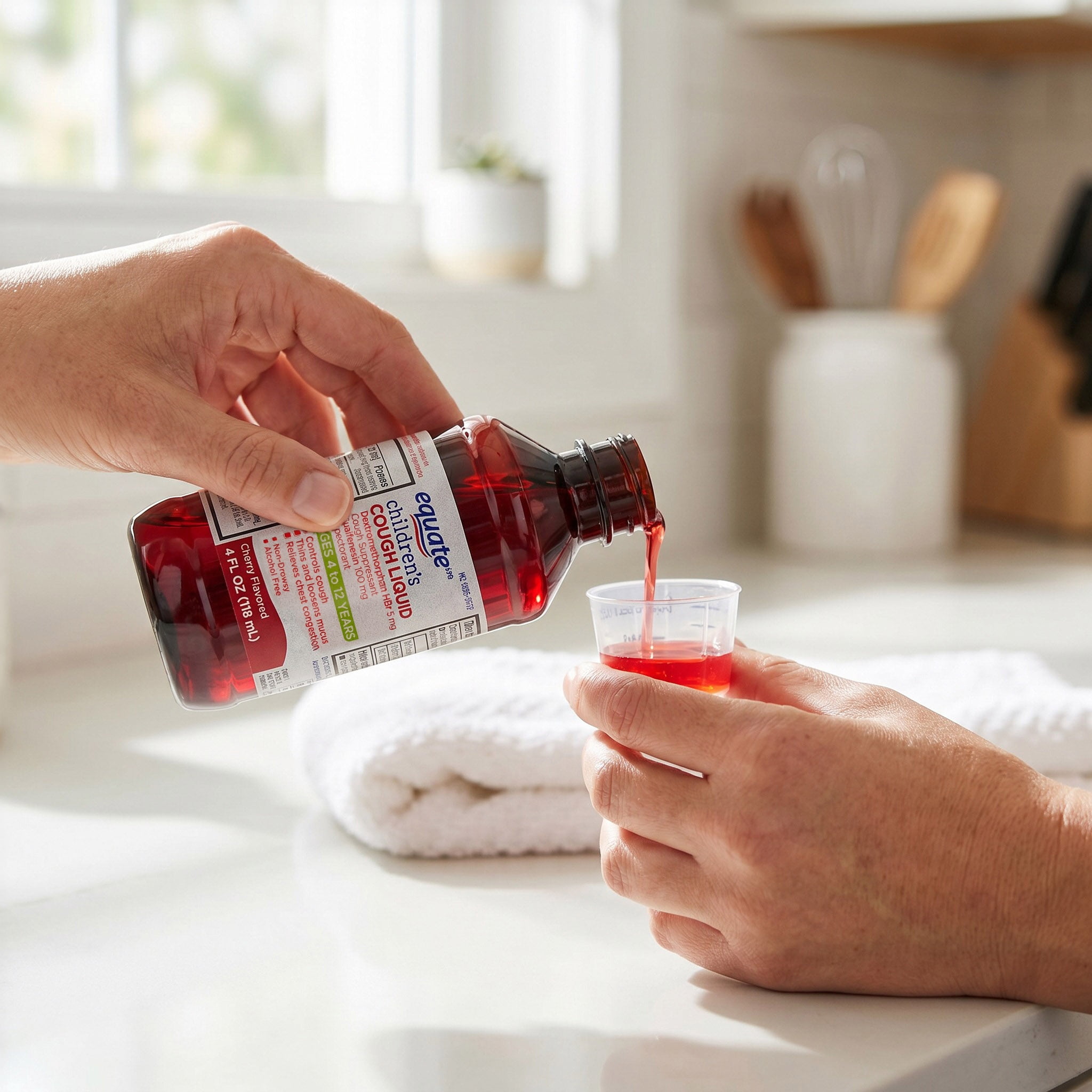 Equate Children's Cough Dextromethorphan HBr and Guaifenesin Liquid, Cherry Flavor, 4 fl oz