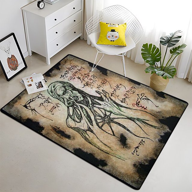 Cthulhu - Alfombra de pintura artística, área grande, negro, suave, decoración del hogar, estilo bohemio, picnic5160x200cm (62x78 pulgadas)160x200cm (62x78 pulgadas) zhangyuxiang unisex