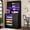 Natural, variant on 71" L-Shaped Corner Bar Cabinet with Fridge Space, Black