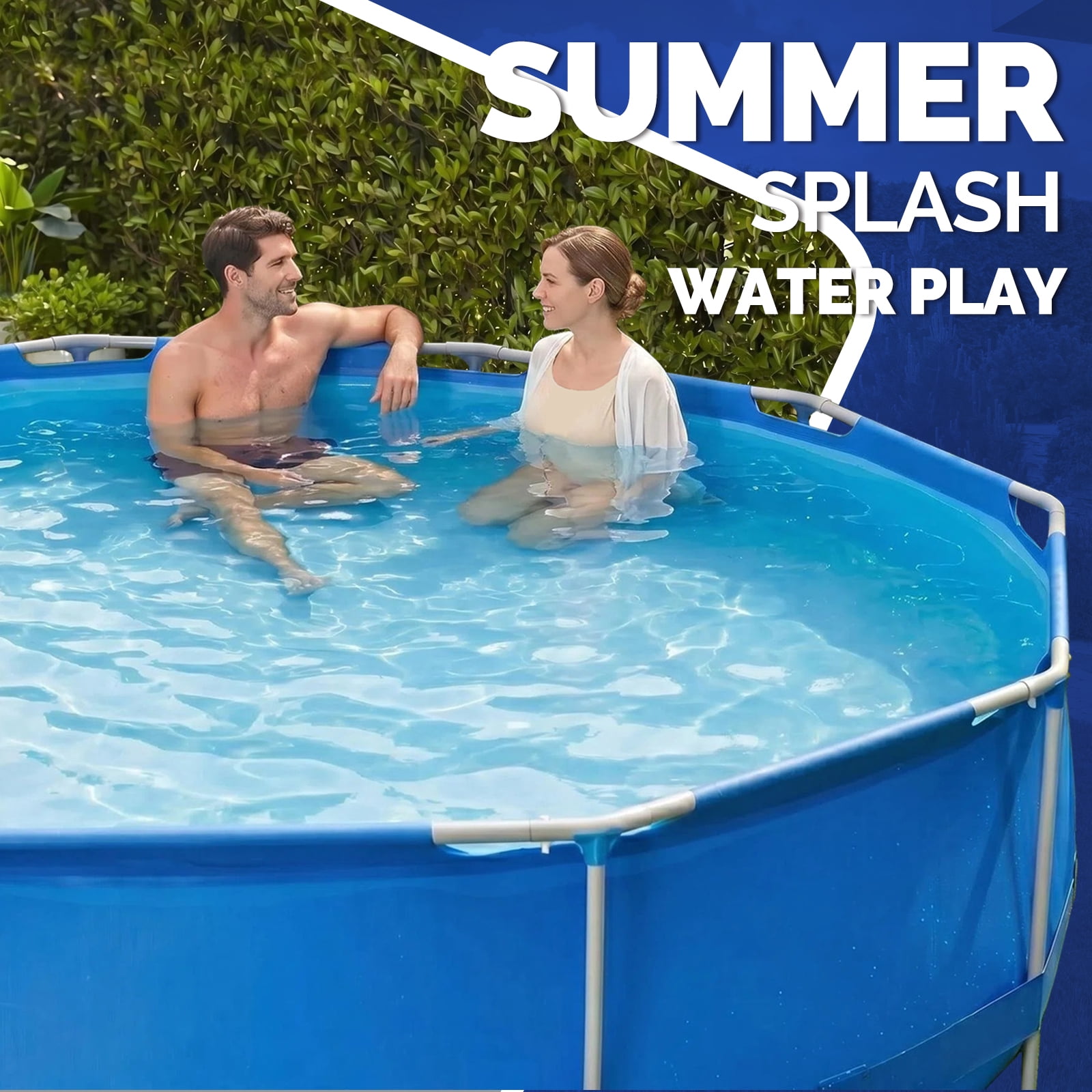 Honeydrill 10ft x 30in Metal Frame Above Ground Swimming Pool, Round