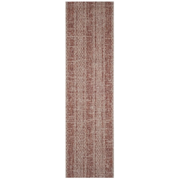 SAFAVIEH Courtyard Robert Striped Indoor/Outdoor Runner Rug, Light Beige/Terracotta, 2'3" x 6'7"