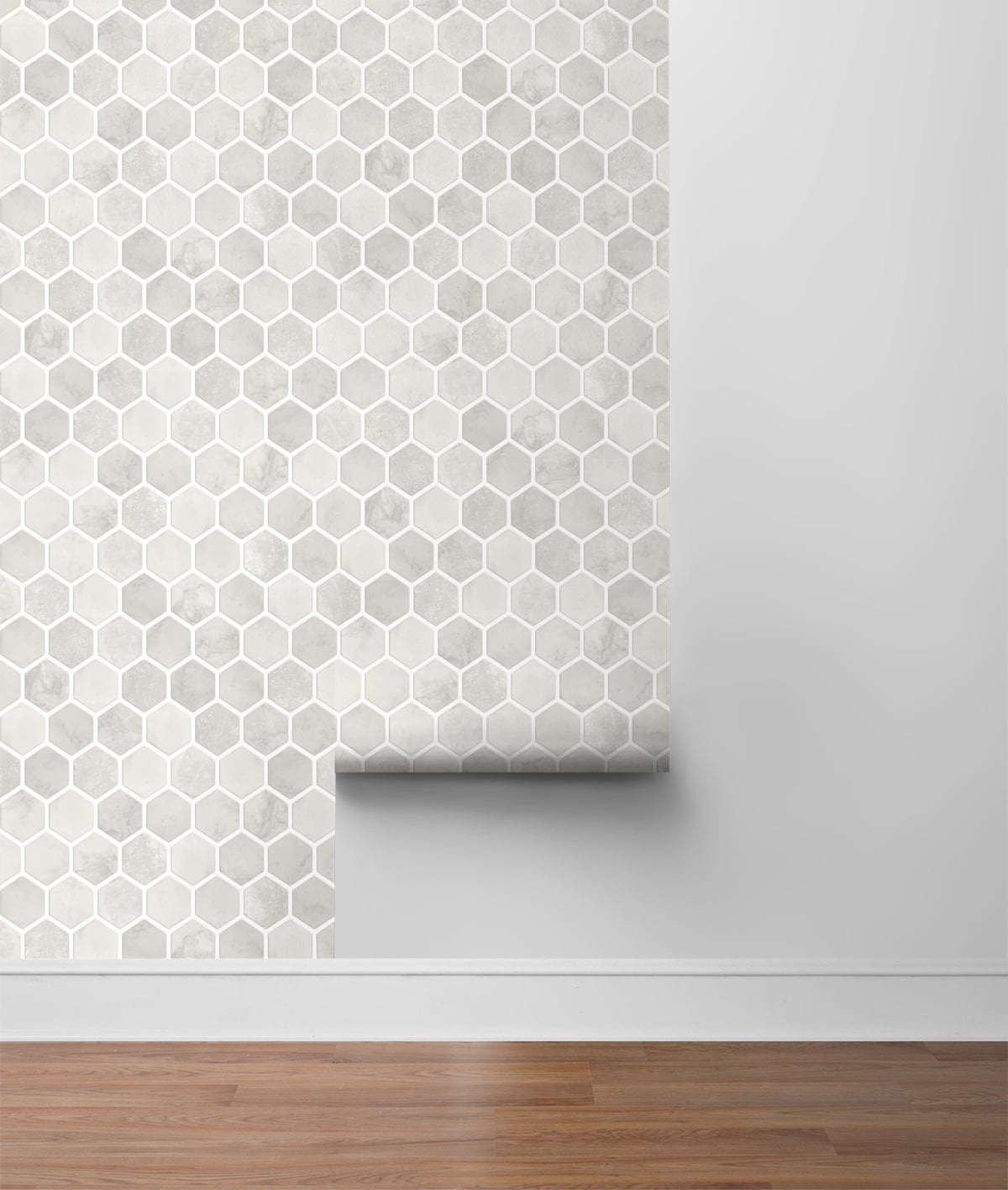 NextWall Cream Neutral Inlay Hexagon Peel and Stick Wallpaper