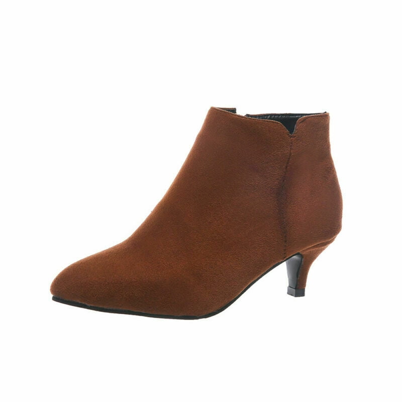 mid heel suede ankle boots