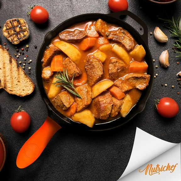 12-Inch Cast Iron Skillet with Lid - Pre-Seasoned, Nonstick, Oven Safe, Cool-Touch Handle