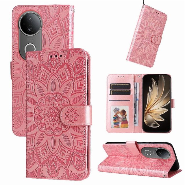 Funda tipo cartera GANGXUN para Vivo S20 Pro , diseño girasol, cuero PU, soporte, cierre magnético, tarjetero