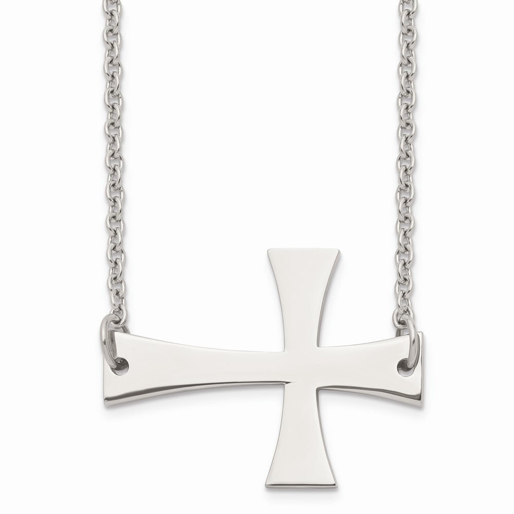 Stainless Steel Polished Sideways Cross 