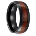 thumbnail image 3 of Mens Wedding Band in Jewelry Grade Black Ceramic 8MM Ring with Round Top and Dark Wood Inlay, 3 of 4