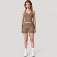 thumbnail image 2 of Women's V-Neck Cropped Tank Top with Racer-Inspired Straps and Smooth Contour Fit for Activewear - Medium, Beige, 2 of 6