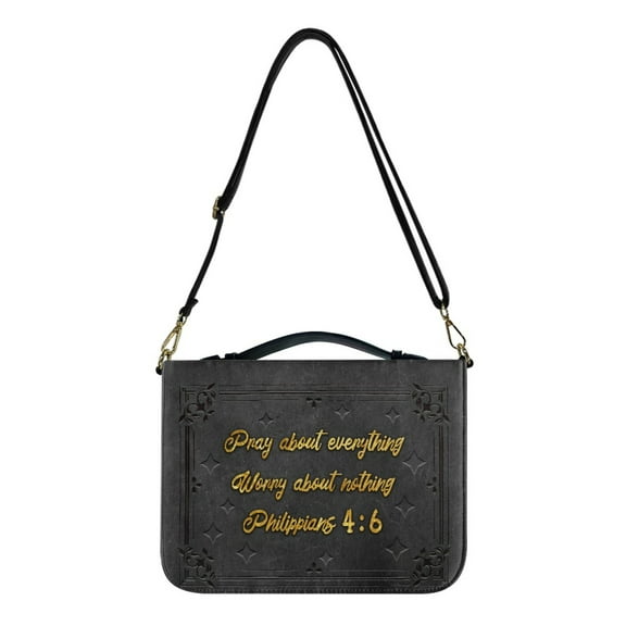 ZUXONGSY Butterfly Star Flower Print Bible Covers for Women Pray About Everything Large Faux Leather Bible Cover Case Zippered Bible Bag with Strap Waterproof Bible Accessories Bible Gift , 2XL