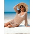 thumbnail image 6 of Charmo Womens V Neck Swim Cover Up Hollow Out Swimwear Long Sleeve Bikini Beachwear, 6 of 6