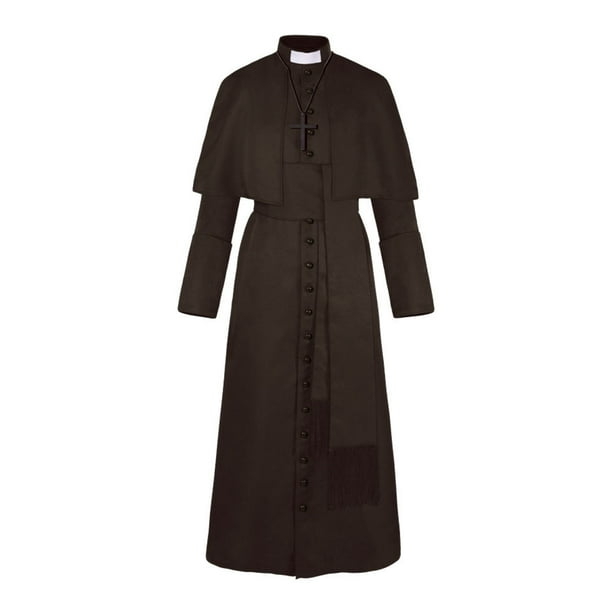 Ropa de cosplay de sacerdote de color sólido Ropa de cosplay retro medieval de sacerdote de Halloween