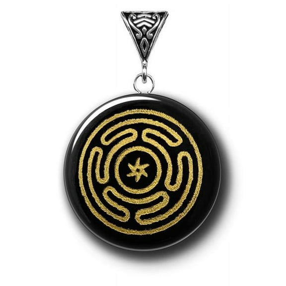 Starlinks SG05 Hecates Wheel on Black Obsidian Gemstone for Divine Insight