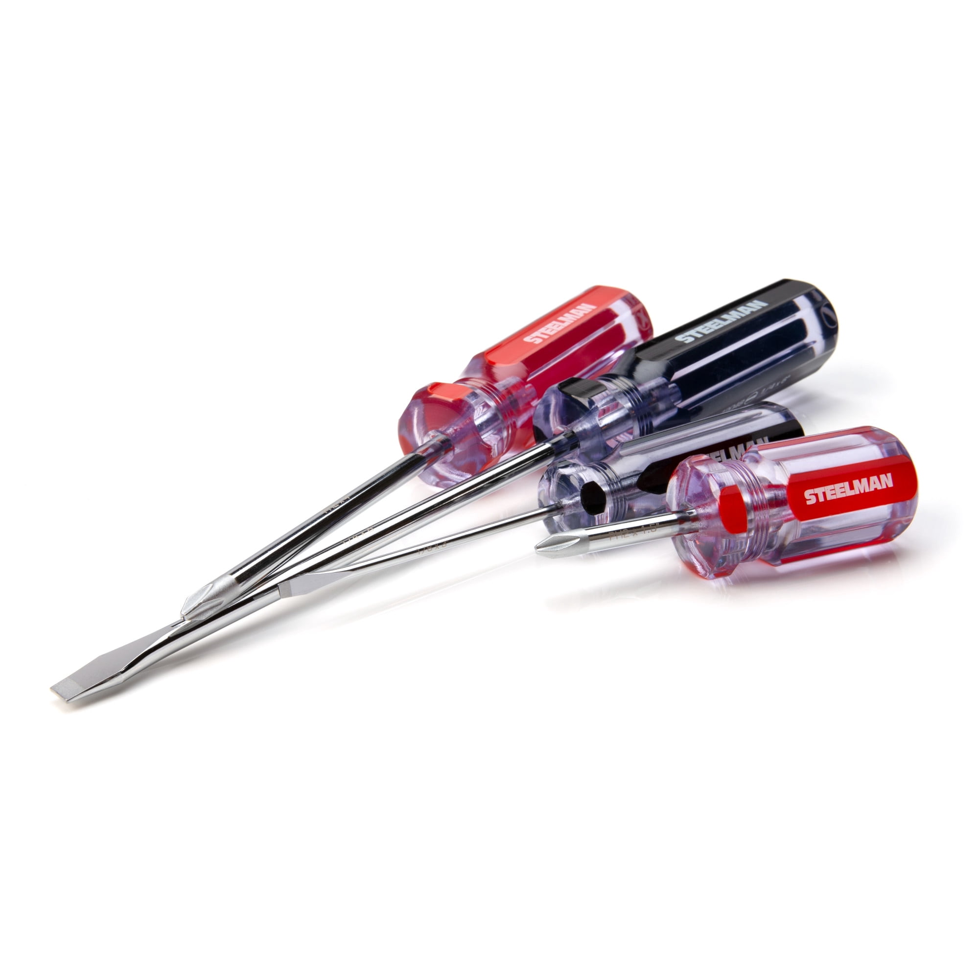 STEELMAN 42051 16-Piece Clear Handle Slotted and Phillips Head Screwdriver Set