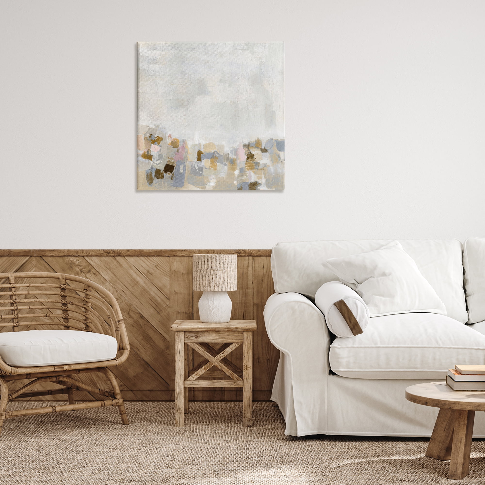 Stupell Industries Rustic Beige & Grey Abstract Painting Gallery Wrapped Canvas Art Print Wall Art, 30 x 30
