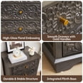thumbnail image 5 of Wirrytor 5-Drawer Farmhouse Dresser With Floral Embossing, Dark Gray Tall Chest Of Drawers, Anti-Tipping Design, Vintage Storage Organizer For Bedroom Hallway Living Room, 5 of 16