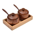 thumbnail image 3 of Tarro de madera para especias perfecl Organizador retro multifuncional con tapa Azucarero 2 frascos, 3 of 8