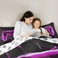 thumbnail image 4 of jejeloiu Cute Console Gamepad 7pcs Bedding Comforter Set,Geometric Honeycomb Hexagon Queen Bedding Sets,Purple Black Queen Sheet Sets For Girls Boys,Super Cozy Room Decor Reversible, 4 of 8