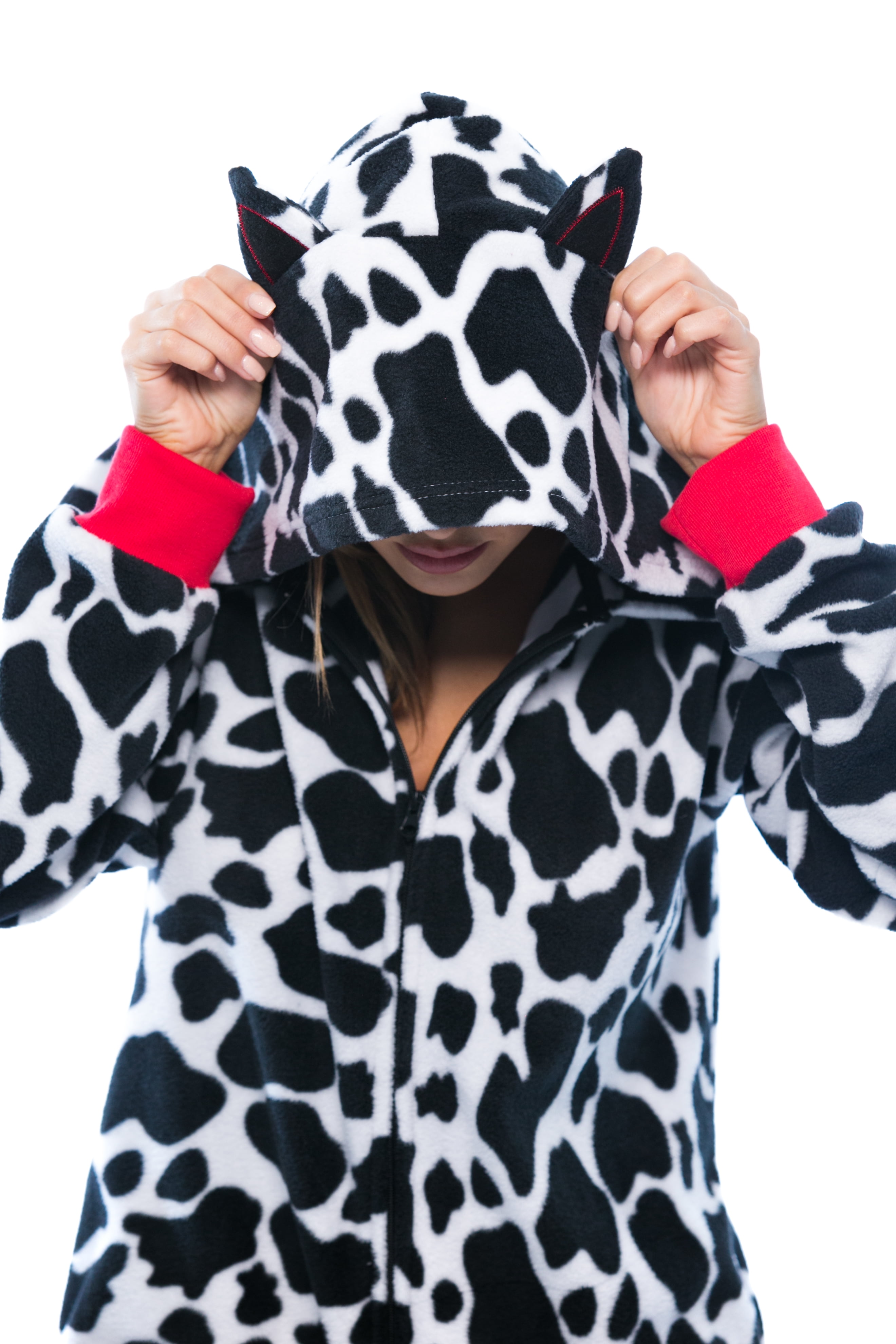Just Love Adult Bodysuit with Animal Prints / Pajamas (Cow, Medium)