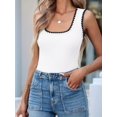 thumbnail image 6 of Women'S Square Neck Tank Tops Summer Sleeveless Shirts Casual Slim Fitted Color Block Ribbed Tanks White S, 6 of 9