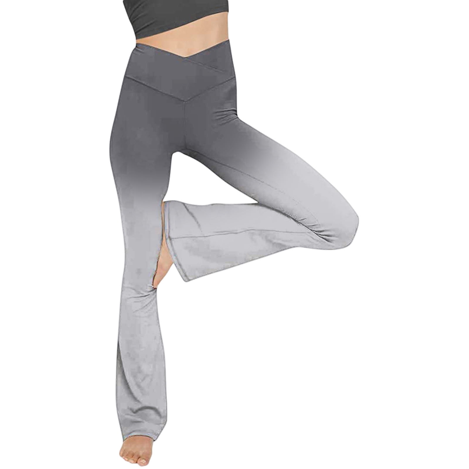 EQWLJWE Women's Bootcut Yoga Pants V Cross High Waist Gradient Color ...