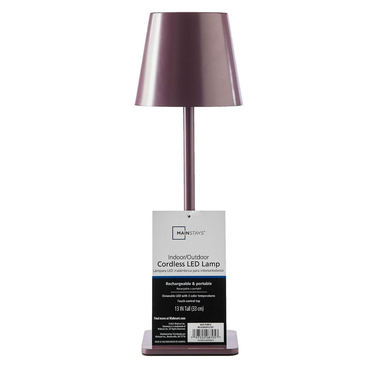 Mainstays 13-Inch Rechargeable Table Lamp, Enchanting Purple