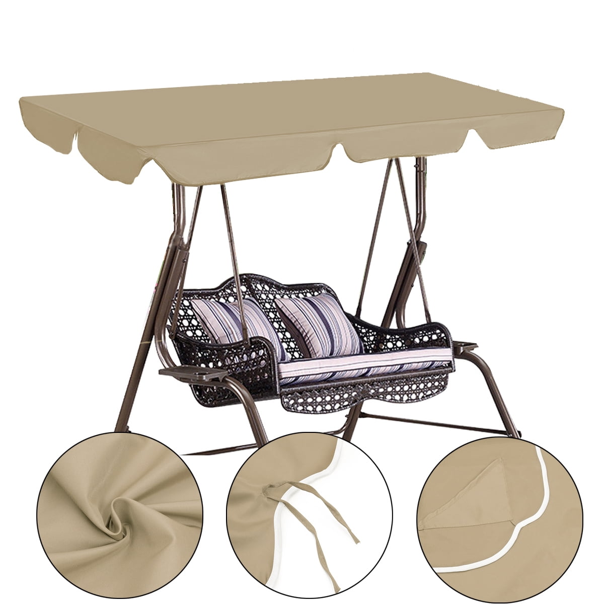 77" Outdoor Garden Sun Shade Waterproof Porch Swings Canopy Seat Top