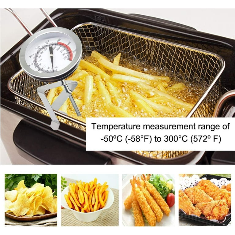 Efeng Oil Thermometer Deep Fry(2 Pack) with Clip & 15 Long Stem - Classical Candy Thermometer,long Fry Thermometer for Turkey Fryer,tall Pots,beef,la