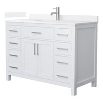 Beckett 48" White Single Vanity & White Quartz Top (1-Hole) & Nickel Trim