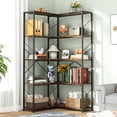thumbnail image 6 of Walsunny Corner Bookshelves Bookcases 71" 5 Tier L Shaped Wood Bookshelf with Metal Frame Display Rack Rustic Brown, 6 of 7