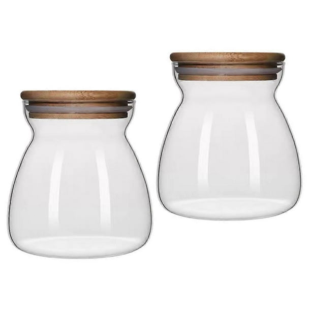 Glass Sealed Jar for Storage with 2Pcs Household Transparent Glass Storage Bottle