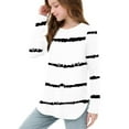 thumbnail image 6 of YUNAFFT Girls Striped Long Sleeve T-Shirt Side Slit Hem Soft Stretch Cotton-Like Top for 4-14Y, 6 of 6