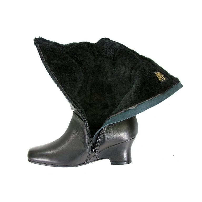 PEERAGE Rihanna Women Extra Wide Width Fleece Lined Leather Boots