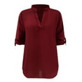 thumbnail image 4 of Beach Vacation Clothes for Women, Shirts for Women, Stylish Women Blouses Chiffon V Neck 3/4 Sleeve Elegant Work Shirt Casual Tunic Tops for and Daily Wear, 4 of 5