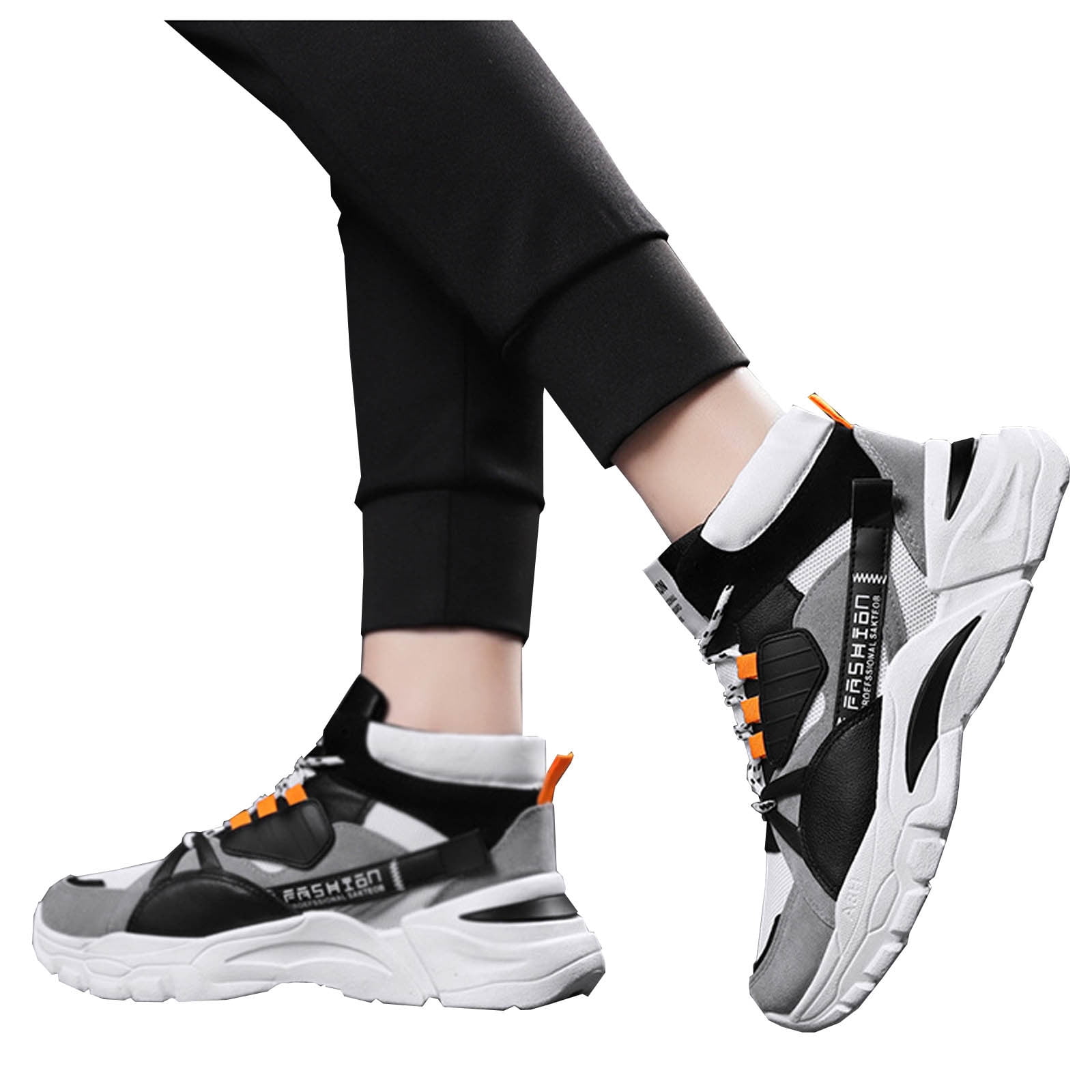 Xzngl Men s Shoes High Top Plus Velvet Warm Cotton Shoes Boots Fashion Sneakers Sports Shoes Old Fashion Shoes Gray