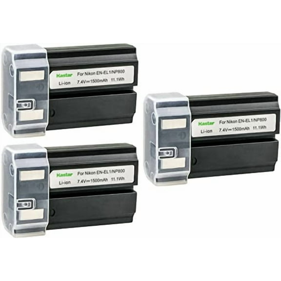 Kastar 3-Pack EN-EL1 Battery Replacement for Nikon EN-EL1, Konica Minolta NP-800 Battery, Nikon MH-50, MH-52, MH-53, Konica Minolta BC-900 Charger