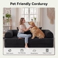 thumbnail image 6 of LazySunsets Sofa Bed Convertible Boneless Couch Corduroy Modular Couch Bed with Fixed-Shape Frame & Removable Armrests for Living Room, Bedroom Black, 6 of 7