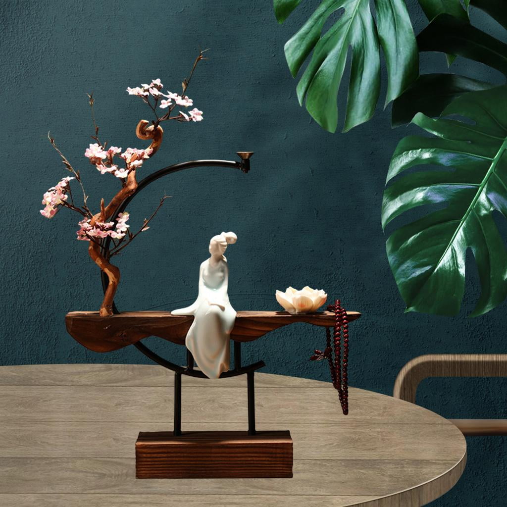 WLPZXP Chinese Style Zen Incense Ceramic Backflow Incense Burner Creative Home Decor Incense Holder Censer Living Room Office Ornament White Lady