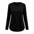 thumbnail image 5 of Tqcoqu Women's Solid V Neck Raglan Long Sleeve Tunic Tops,Curved Hem Loose Soft Casual Basic Shirts For Fall Layering,Black Women's S-XXL, 5 of 6
