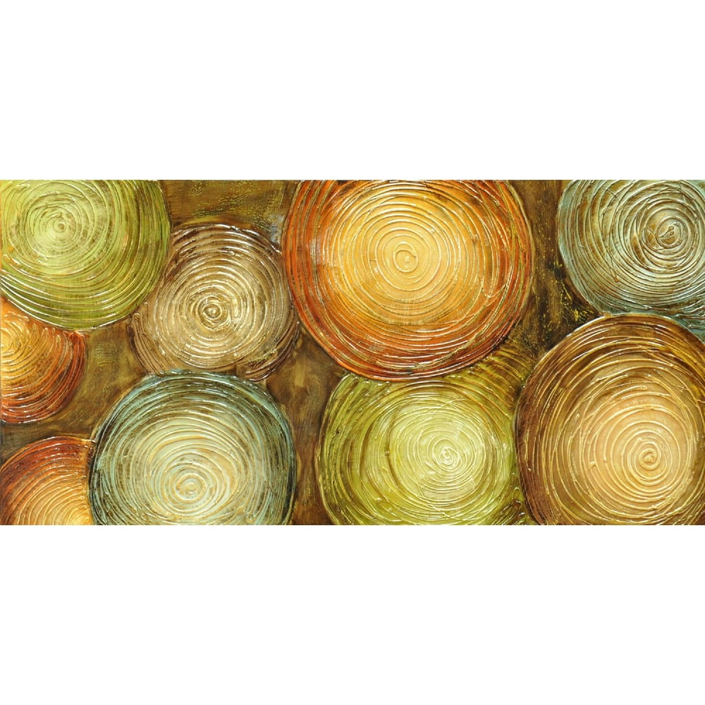 60" Rust Orange and Olive Green Hand Embellished Decorative Wall Art