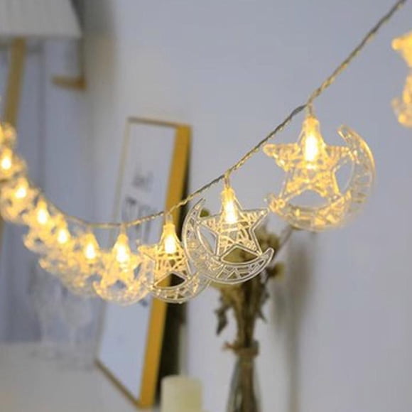 Guirlande Lumineuse LED Étoile Lune Ramadan Eid barak Mince Déco Islam