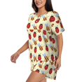 thumbnail image 2 of Fuzoiu Ladybug And Bee Print Women's Short-Sleeved Pajama Set,Lounge Sleepwear Set,Womens Pajama Sets 2 Piece,Button-Up Top and Shorts with Pockets-Large, 2 of 7