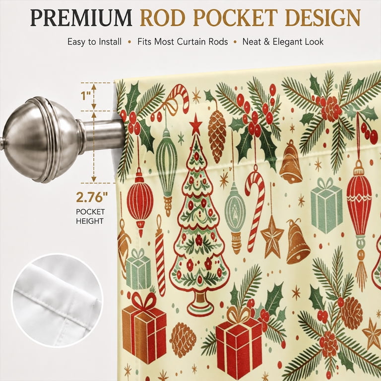 SPXUBZ Vintage Christmas Trees & Gift Boxes Window Valance Festive ...