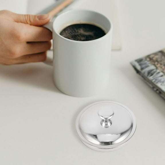 OUNONA Coffee Mug Covers Cold Beverage Cup Lid Stainless Steel Tea Cup Lid Covers Water Beverage Drinking Cup Lid Covers for Hot Tea Home Kitchens Use 7cm