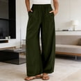 thumbnail image 3 of Palazzo Pants for Women Elastic High Waist Wide Leg Loose Fit Flowy Cotton Linen Pants with Pockets Lounge Trousers, 3 of 9